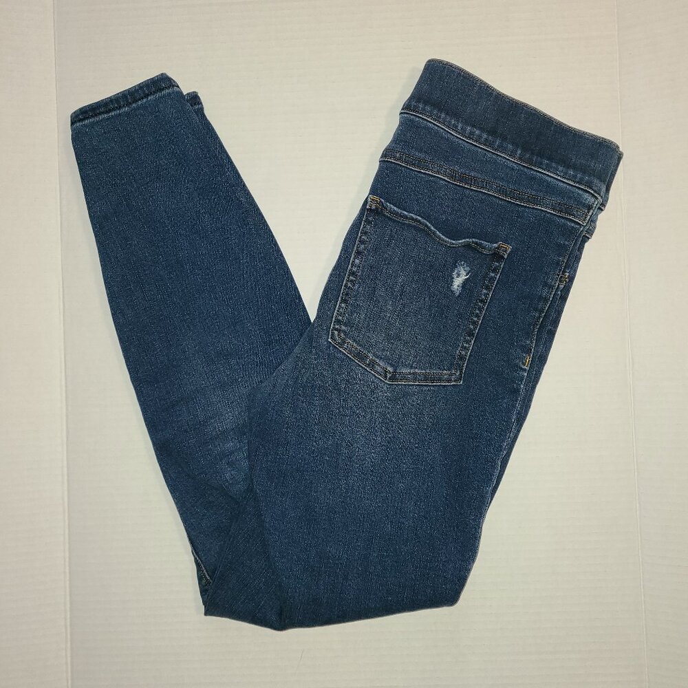 SPANX Skinny Jean Jeggings Blue Distress Style Size Medium Pull-On